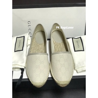 รองเท้า Gucci espadrille ลาย GG สีขาวไอเวอรี่ size 38.5