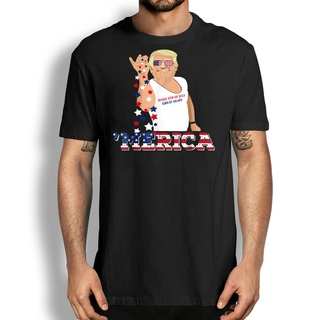 คอลูกเรือเสื้อยืด พิมพ์ลาย Make 4Th Of July Great Again Donald Trump Bae สําหรับผู้ชายS-5XL