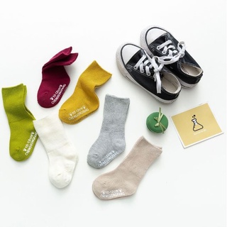 S450 ถุงเท้าเด็ก สีพื้น มีกันลื่น ขนาด S/M/L  (3เดือน-5ขวบ)