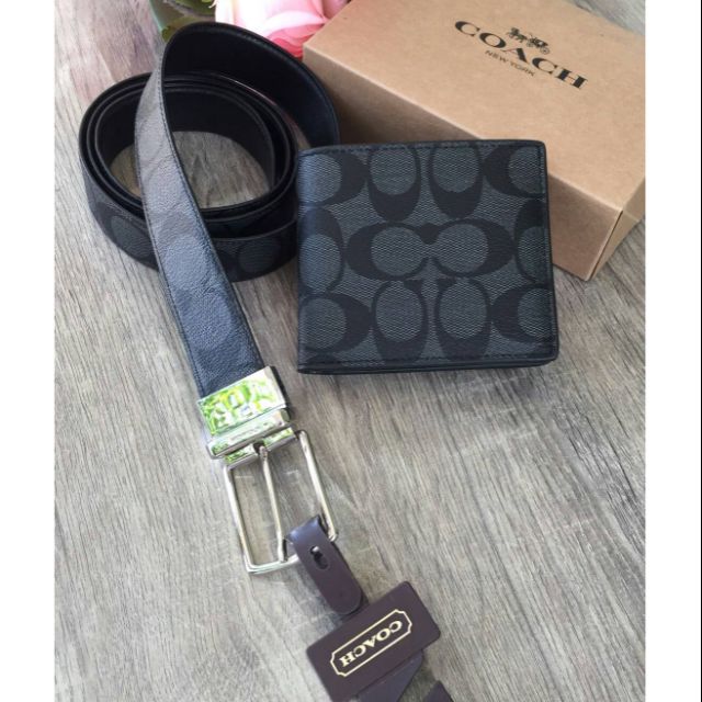 💚แท้💯 พร้อมส่ง💚 เข็มขัด coach ลาย c หนังแท้ หัวสลับใช้ได้ 2 ด้าน