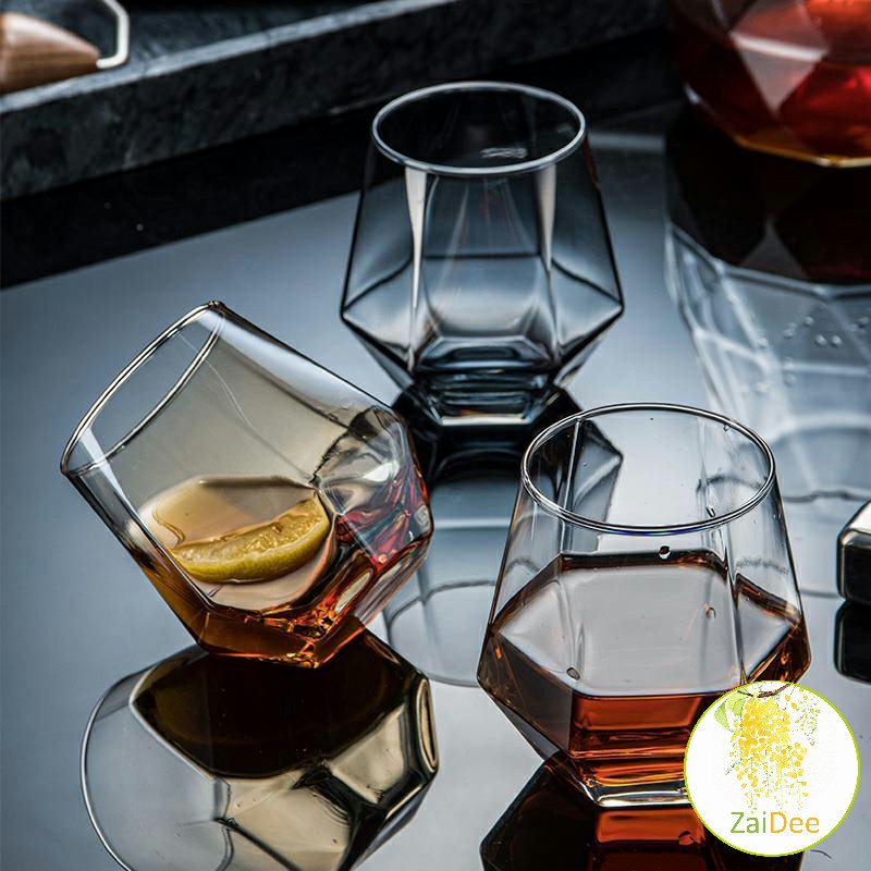 แก้วเบียร์แก้วน้ำถ้วยหกเหลี่ยม ถ้วยกาแฟ สไตล์เกาหลี แก้วไวน์แดง glass