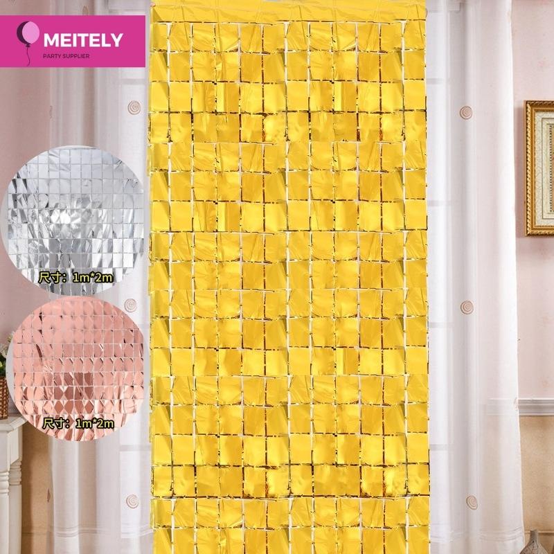 🔥ส่งด่วน🔥ม่านฟอยล์สี่เหลี่ยม รุ่นใหม่ เก๋ไก๋สุดๆ Party Backdrops ผนังฉาก ตกแต่งงานปาร์ตี้ ขนาด 1x2 เมตร