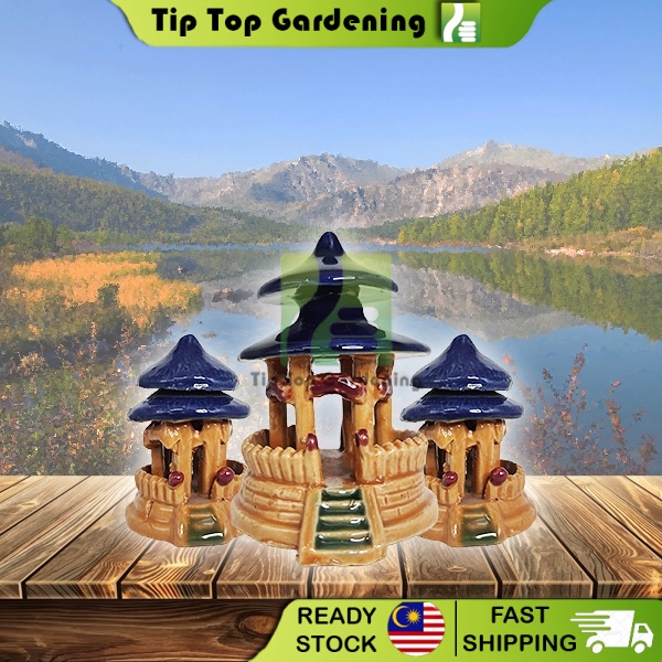 BLUE SERIES ROUND PAVILION PORCELAIN WATERFOUNTAIN DECORATION GARDEN DECORATION AQUARIUM สําหรับในร่