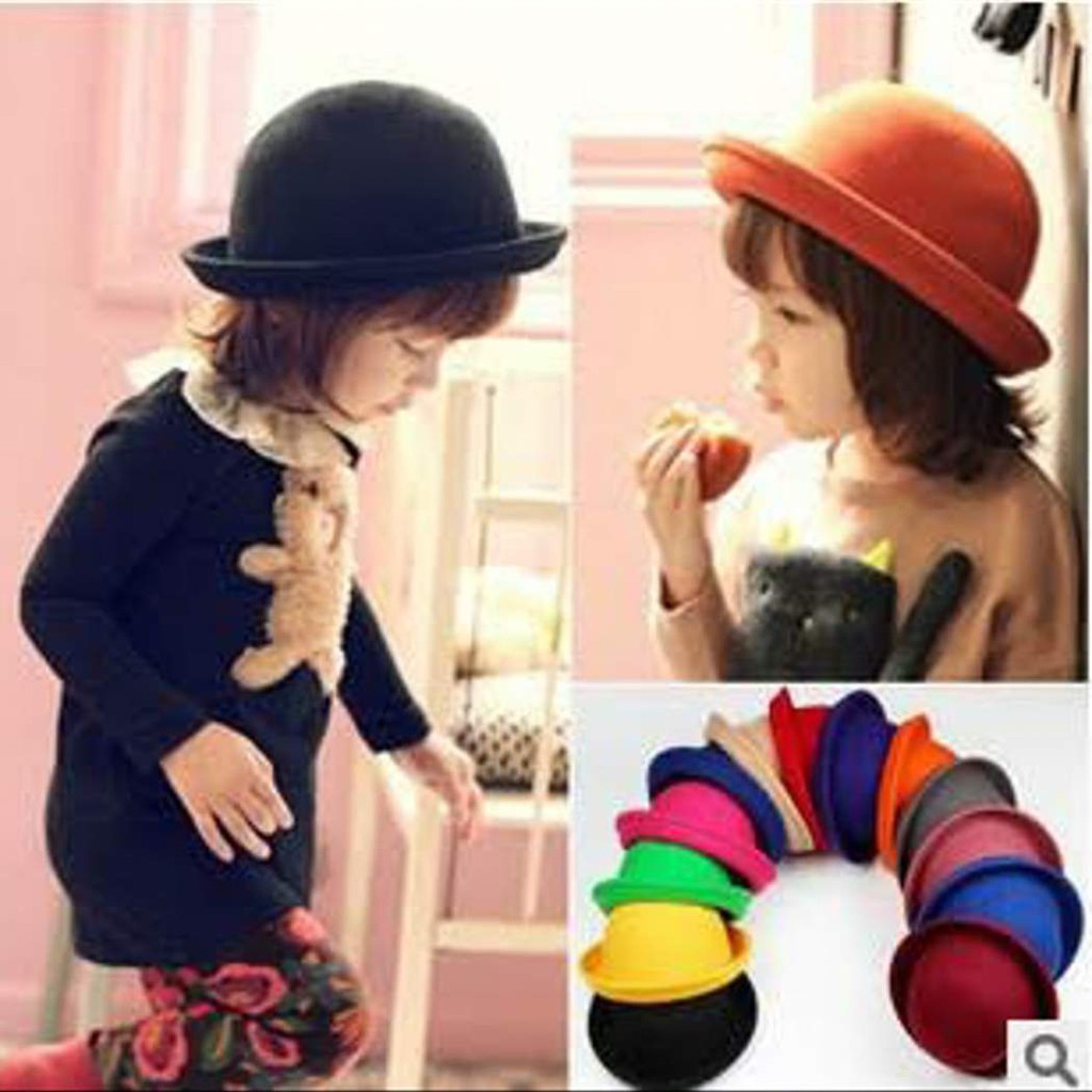CHILDRENS CAPLIN HAT BOWLER FEDORA CHAPLIN HAT PLAIN