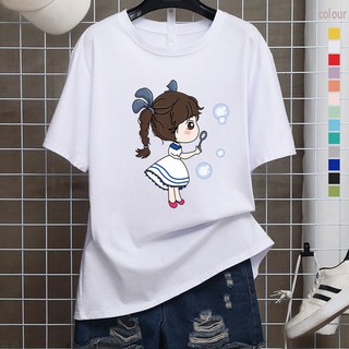 T0666. NEW สีพาสเทลสุดน่ารัก เสื้อยืดแฟชั่น ผ้าคอตตอน นิ่ม ใส่สบาย ใส่ได้ทั้งผู้หญิงและผู้ชาย