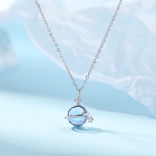 MeeningBrand❀สร้อยคอเงิน BLUE SATURN LITTLE DIAMOND [02-0051]