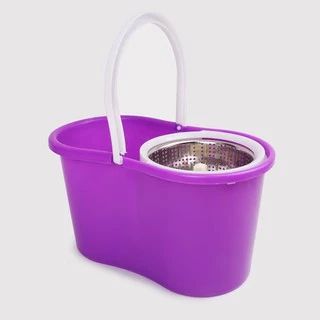 AT.SuperShop ไม้ถูพื้น Spin Mop ชุดถังปั่นม๊อบ สแตนเลส พร้อม ผ้าม็อบ ไมโครไฟเบอร์ 2 ผืน 9814