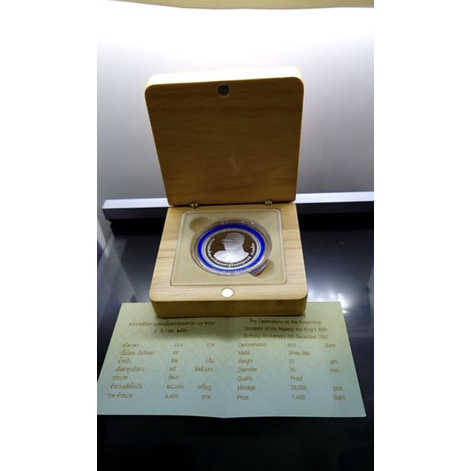 เหรียญ 800 บาท ที่ระลึก เนื้อเงินขัดเงา วาระที่ระลึกงานพระราชพิธี มหามงคลเฉลิมพระชนมพรรษา 80 พรรษา ร