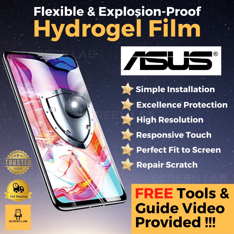 ฟิล์มกันรอยหน้าจอ Asus Hydrogel ZenFone 7 7Pro 6 5Q 5Z 5Selfie 4 4Max 3Max 3Zoom ฟิล์มยืดหยุ่นและป้อ