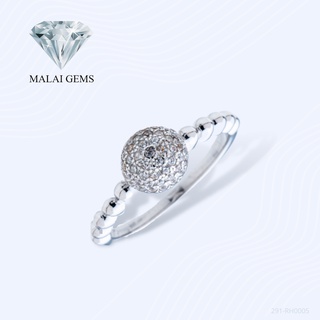 Malai Gems แหวนเพชร แหวนหัวกลม เงินแท้ 925 เคลือบทองคำขาว ประดับเพชรสวิส CZ รุ่น291-RH0005 แถมกล่อง แหวนเงินแท้ แหวนเงิน