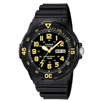 Casio นาฬิกาข้อมือผู้ชาย สายเรซิ่น สีดำ รุ่น MRW-200H,MRW-200H-9B,MRW-200H-9BVDF