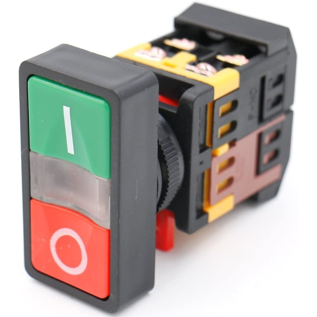 ปุ่มควบคุม กดติดปล่อยดับ start/stop Control Push Button Switch With (24V/220V LED light) Start/Stop 10A/600V AS-22