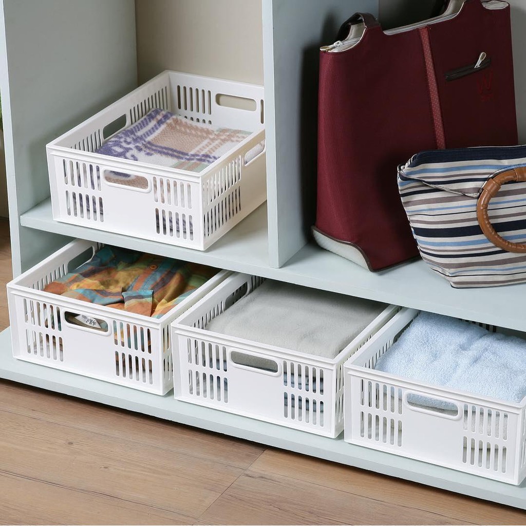 KEYWAY รุ่น DT-41 สีขาว  ตะกร้า ตะแกรง ชั้นใส่ของ อเนกประสงค์ ซ้อนได้ แข็งแรง ขนาด 47 x 36 x 17 cm - รูปที่ 3