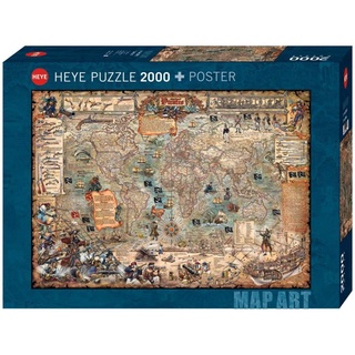 จิ๊กซอว์ 2000 pcs PUZZLE HEYE - PIRATE WORLD (Map Art) + Poster