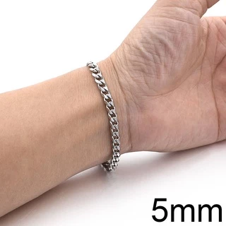 สร้อยข้อมือสเตนเลส 4-8 มม. ยาว 18 ซม. สีเงิน สําหรับผู้ชาย และผู้หญิง