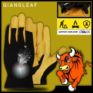 Qiangleaf ถุงมือหนังวัว กันลื่น กันสึกหรอ 9530NP