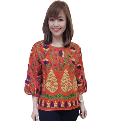 เสื้อเบลาส์คอกลม ผ้าป่านเนปาล อก42 นิ้ว