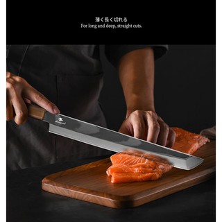 มีดแล่ Sushi knife มีดเชฟ มีดเชฟญี่ปุ่น มีดซูชิ Japanese chef knife Shuangmali 11" Damascus 33-layer VG10 ด้ามเขาควาย