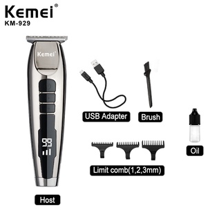 Kemei KM-929 ปัตตาเลี่ยนตัดผมไฟฟ้า ชาร์จ USB พร้อมหน้าจอ LCD สําหรับผู้ชาย