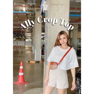 AllyWearing 🍪 เสื้อครอปโอเวอร์ไซส์คอกลม ผ้าร่อง น่ารักก💘