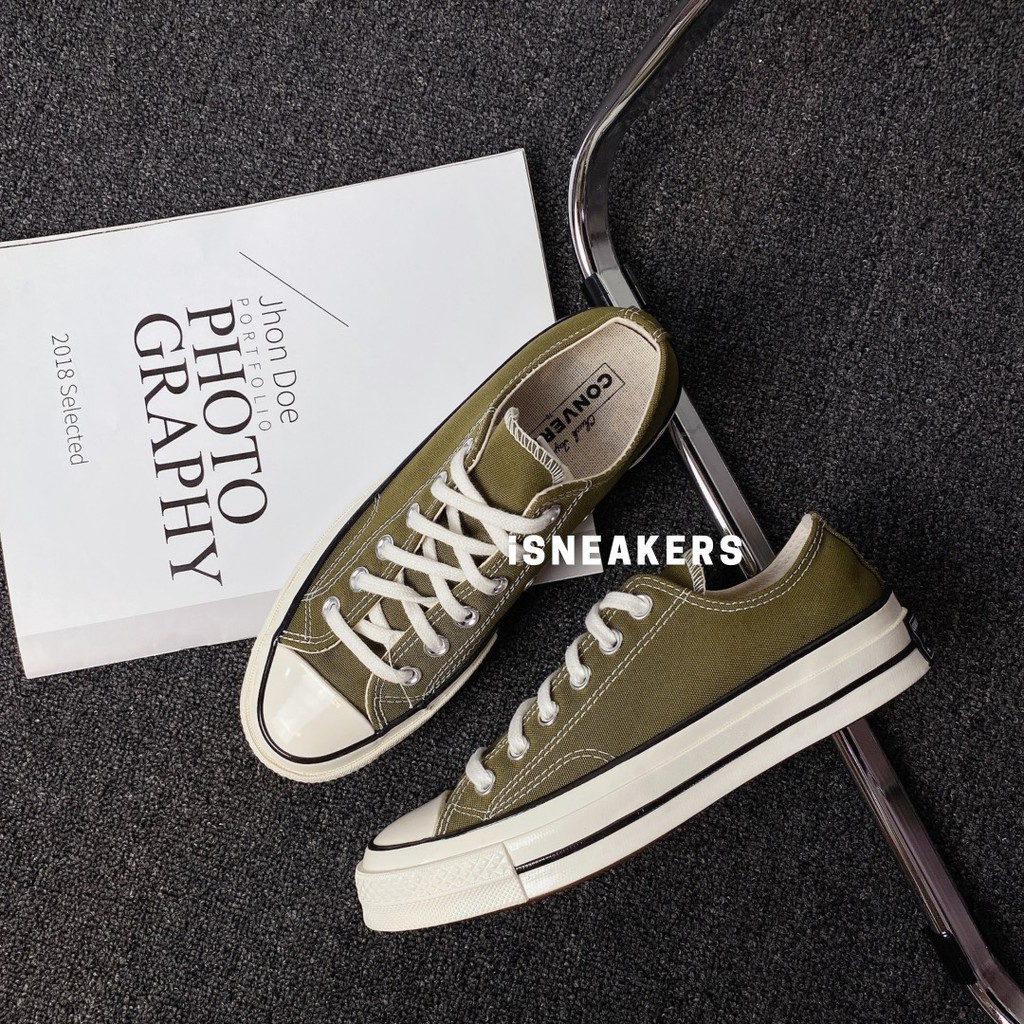 army green converse low tops