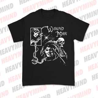 คอตต้อนคอกลมสติกเกอร์ Woundman Band สําหรับติดตกแต่งเสื้อเชิ้ตS-5XL