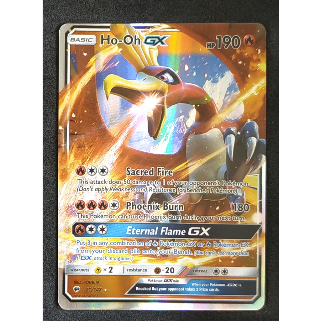 Ho-Oh GX Card 21/147 โฮวโอ Pokemon Card Gold Flash Light (Glossy) ภาษาอังกฤษ