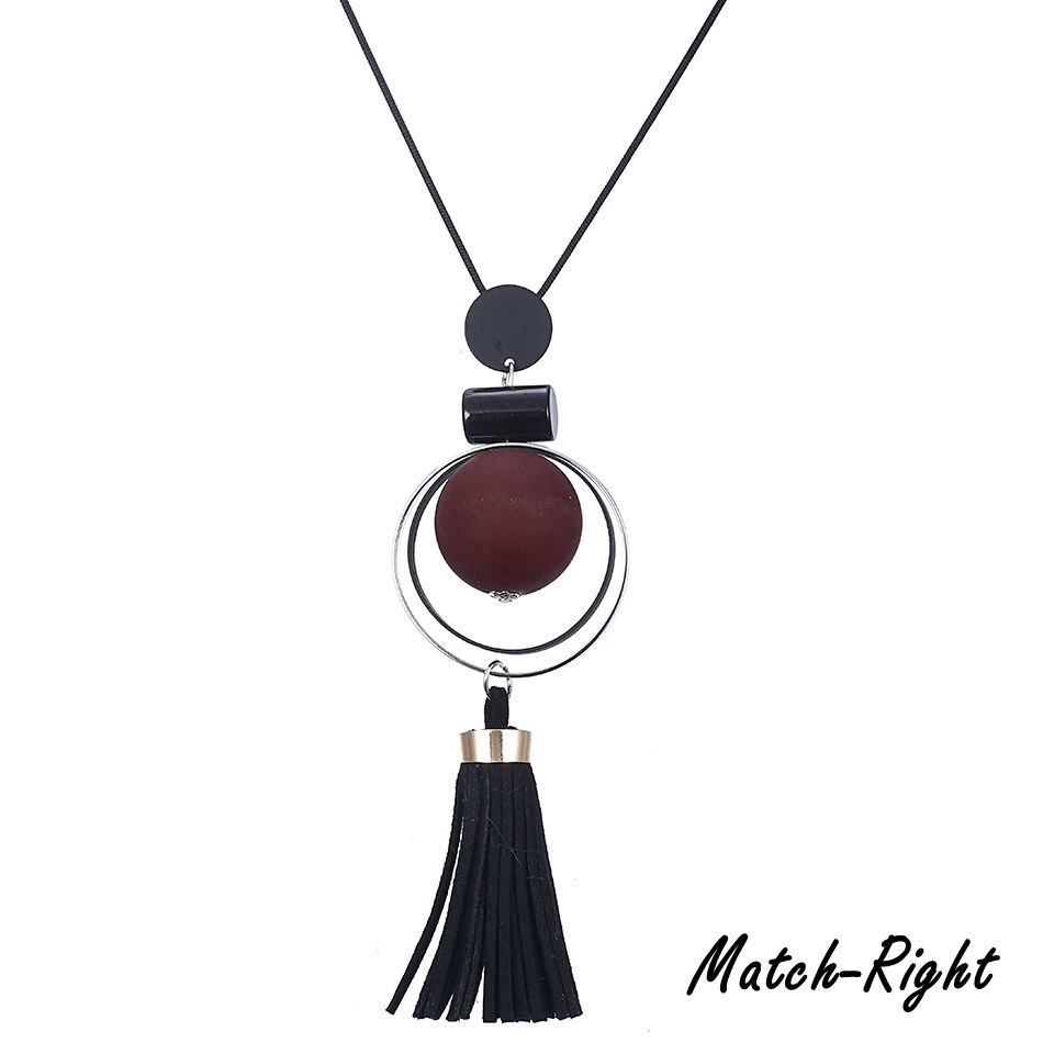 สร้อยคอยาว จี้ลูกปัดไม้ MZ#Lx087