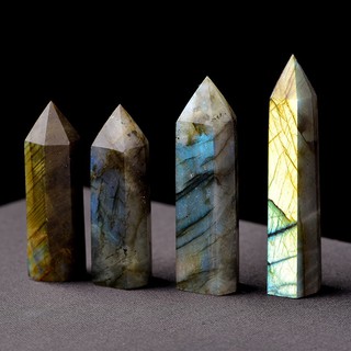 แท่งหินควอทซ์ Labradorite Moonstone ทรงหกเหลี่ยม