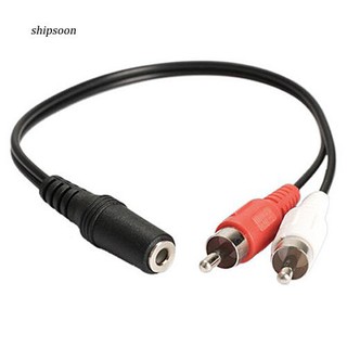 อะแดปเตอร์เสียง 3.5 mm 1 / 8   Stereo Female To 2 Male RCA Jack  Aux Audio Y Cable Splitter