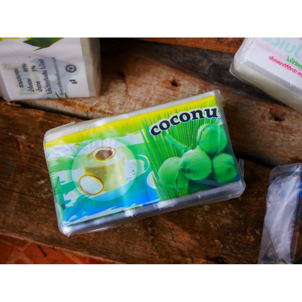ฉลากสินค้า/ฉลากฟิล์มหดสำเร็จรูป มะพร้าว(1 เเพค 300 ชิ้น ) / COCONUT JUICE shrink label (1 pack, 300 pcs.)
