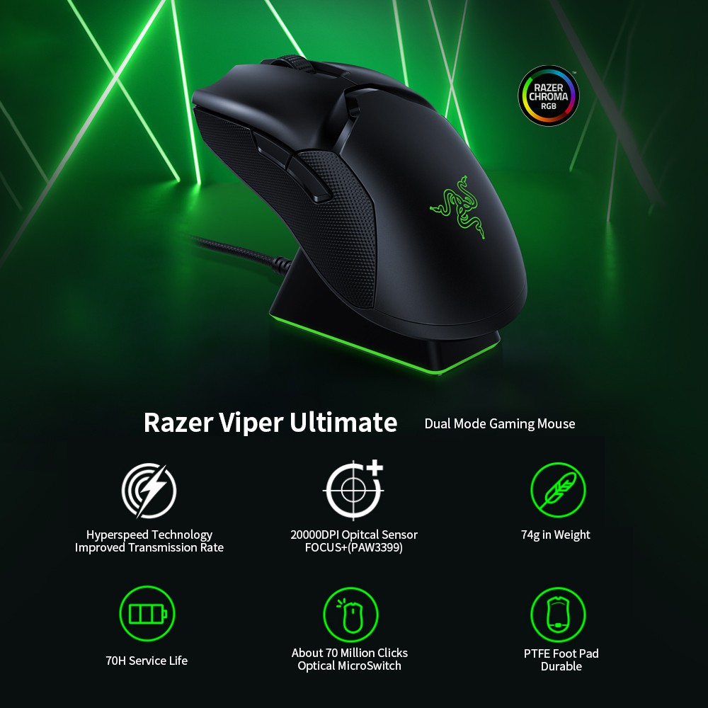Razer Mouse Viper Ultimate เมาส ร บประก นศ นย ไทย 2 ป เต ม Shopee Thailand