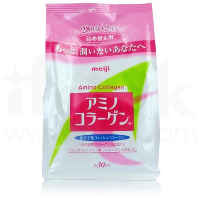 Meiji Amino Collagen 5000 mg ผลิตภัณฑ์อาหารเสริมคอลลาเจนเปปไทด์ ( Refill )