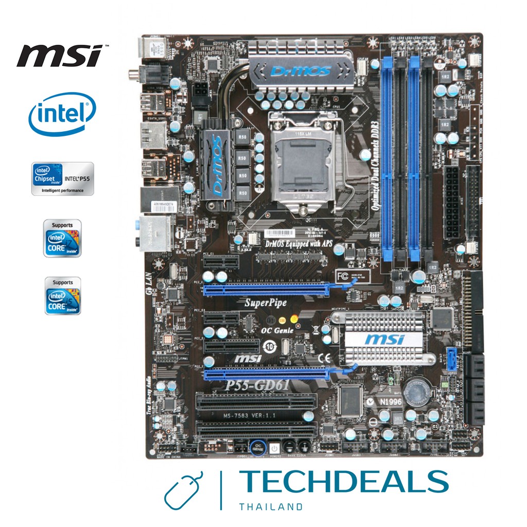 Mainboard Motherboards (เมนบอร์ด) Intel LGA 1156 Chipset P55 MSI P55-GD61