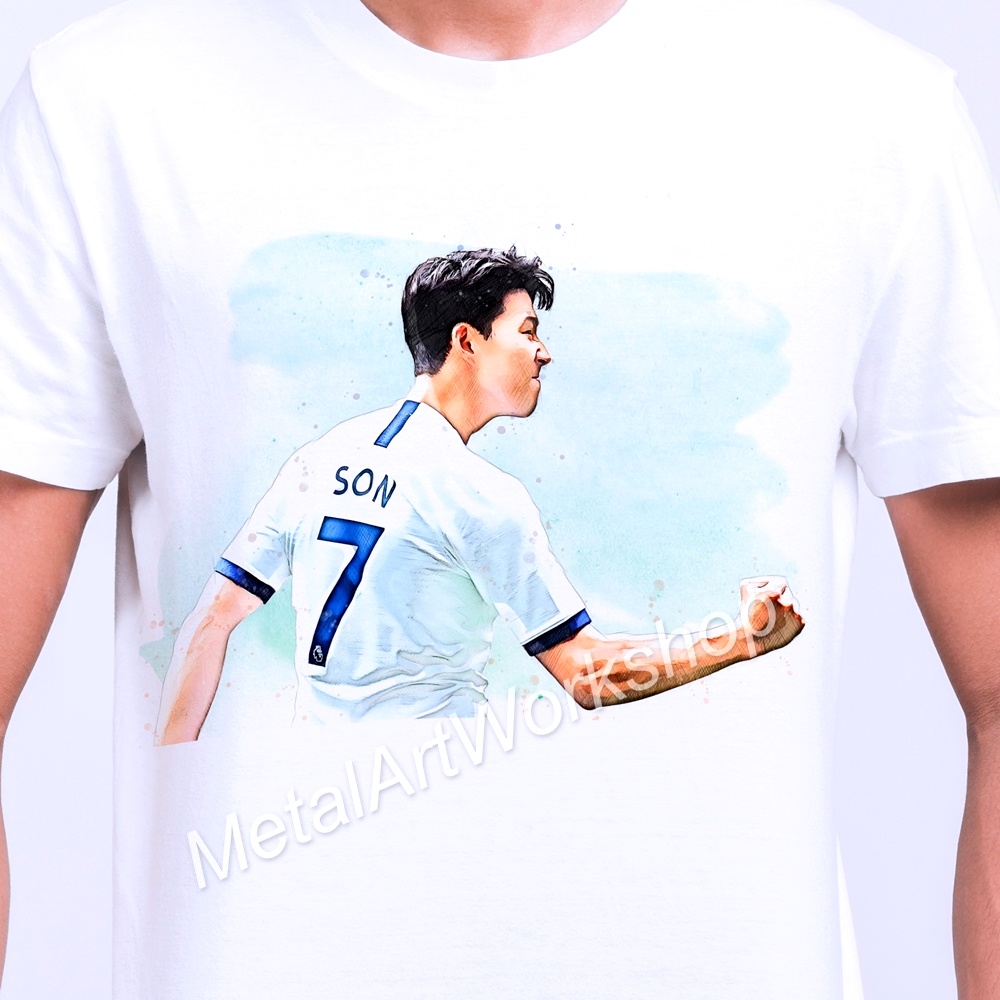 เสื้อยืดสกรีนลาย ซน ฮึง มิน ทีมสเปอร์ Son Heung-min Spurs ภาพวาดนักฟุตบอล