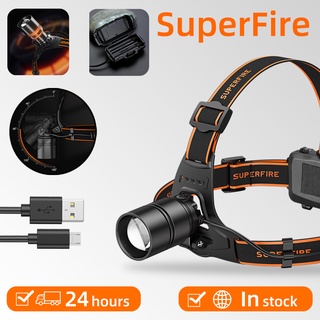 Superfire HL71 ไฟฉายสวมศีรษะ ซูมได้ สว่างมาก พร้อมไฟหน้า สําหรับกลางแจ้ง