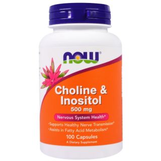 พร้อมส่ง!! โคลีน Choline &amp; อิโนซิทอล Inositol จำนวน 100 เม็ด, Now, เพิ่มความจำ ลดคลอเรสเตอรอล ป้องกันอัลไซเมอร์