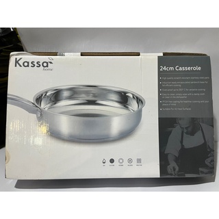 กระทะด้ามสเตนเลสทรงตื้น KASSA HOME รุ่น CC-0022 ขนาด 24 ซม. สีเงิน Stainless Steel Frying Pan KASSA HOME Model CC-0022 S