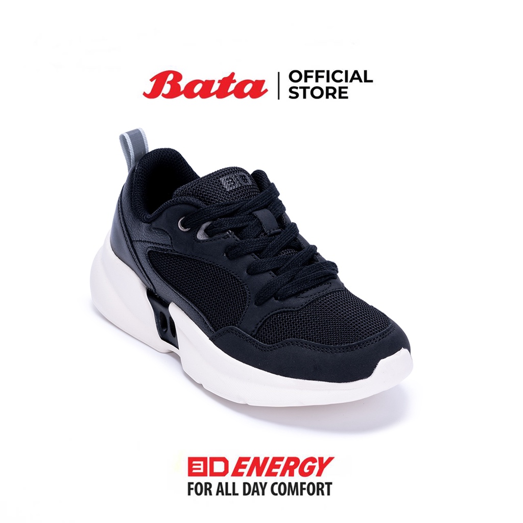 Bata บาจา รองเท้ากีฬา รองเท้าผ้าใบ สนีกเกอร์เล่นกีฬา สำหรับผู้หญิง รุ่น 3D Oxygen สีดำ 6296614