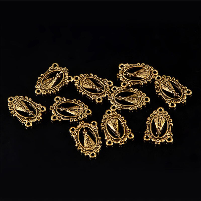 จี้ลูกประคําศาสนาพระแม่มารีย์ ชุบทอง แฮนด์เมด DIY 10 ชิ้น - รูปที่ 3