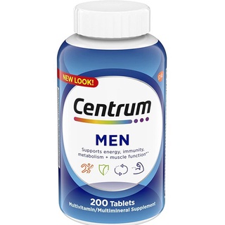 Centrum Multivitamins Men 200 Tablets Multimineral Vitamin D3, B Antioxidants USA วิตามินรวมสำหรับผู้ชาย สหรัฐอเมริกา