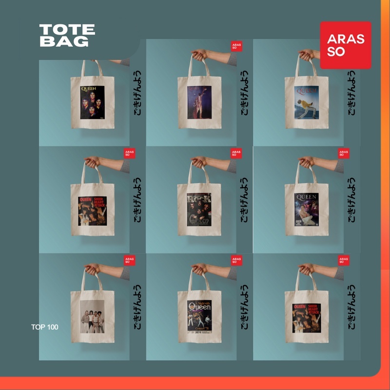 Queen Band Cloth Tote Bag Womens Tote Bag Freddie Mercury Bohemian Rhapsody Casual Shoulder Bag AR56