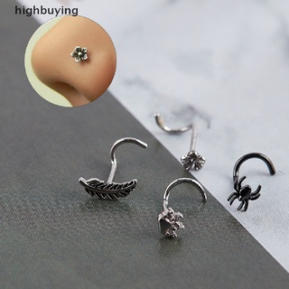 [highbuying] ใหม่ พร้อมส่ง จิวเจาะจมูก เหล็ก ทองแดง รูปแมงมุม ดอกไม้ อุ้งเท้า ขนนก