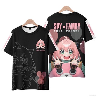 SPY FAMILY เสื้อยืดลําลอง แขนสั้น พิมพ์ลายอนิเมะ Anya Forger 3D ทรงหลวม สําหรับครอบครัว AG