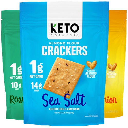 KETO MIXALMONDCRACKERS SEASALTCHEDDAR&ONIONROSEMARY& GARLIC แครกเกอร์อัลมอนรวม3รสเกลือเชดด้าโรสแมรี่
