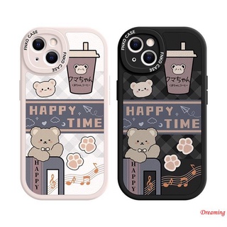 Case for VIVO V23 V23E V15 V11i V11 V9 Youth V5 V5S S1 Pro Y91 Y93 Y95 Y91i Y91C Y1S Y19 5G 4G Oval Big Eye Soft Phone Case Motif Happy Music Bear