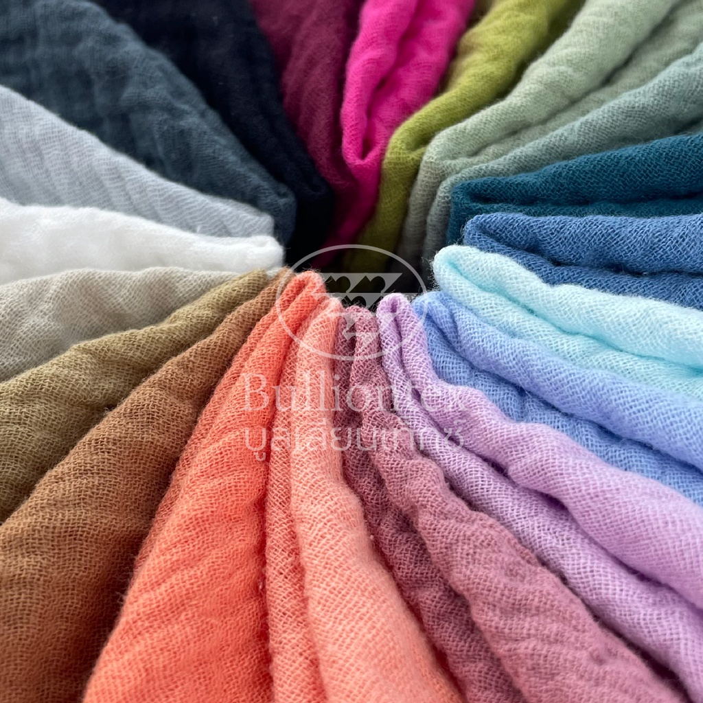 ผ้าคอตตอนพัฟ Cotton Puff ผ้าสาลูสองชั้น เนื้อนุ่มละมุน ใส่สบาย ระบายอากาศได้ดี ขนาด 1 หลา
