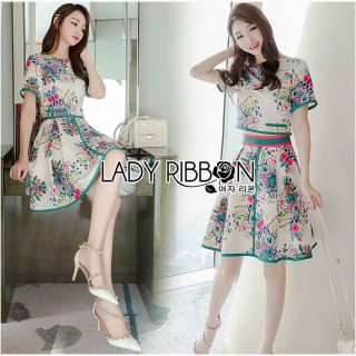 Lady Ribbons Made Lady Vanessa Flower Blossom Printed Colorful Ensemble Set