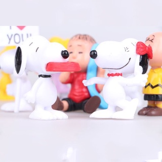 ชุดของเล่นฟิกเกอร์ Peanuts Charlie Brown Snoopy Lucy Franklin 12 ชิ้น