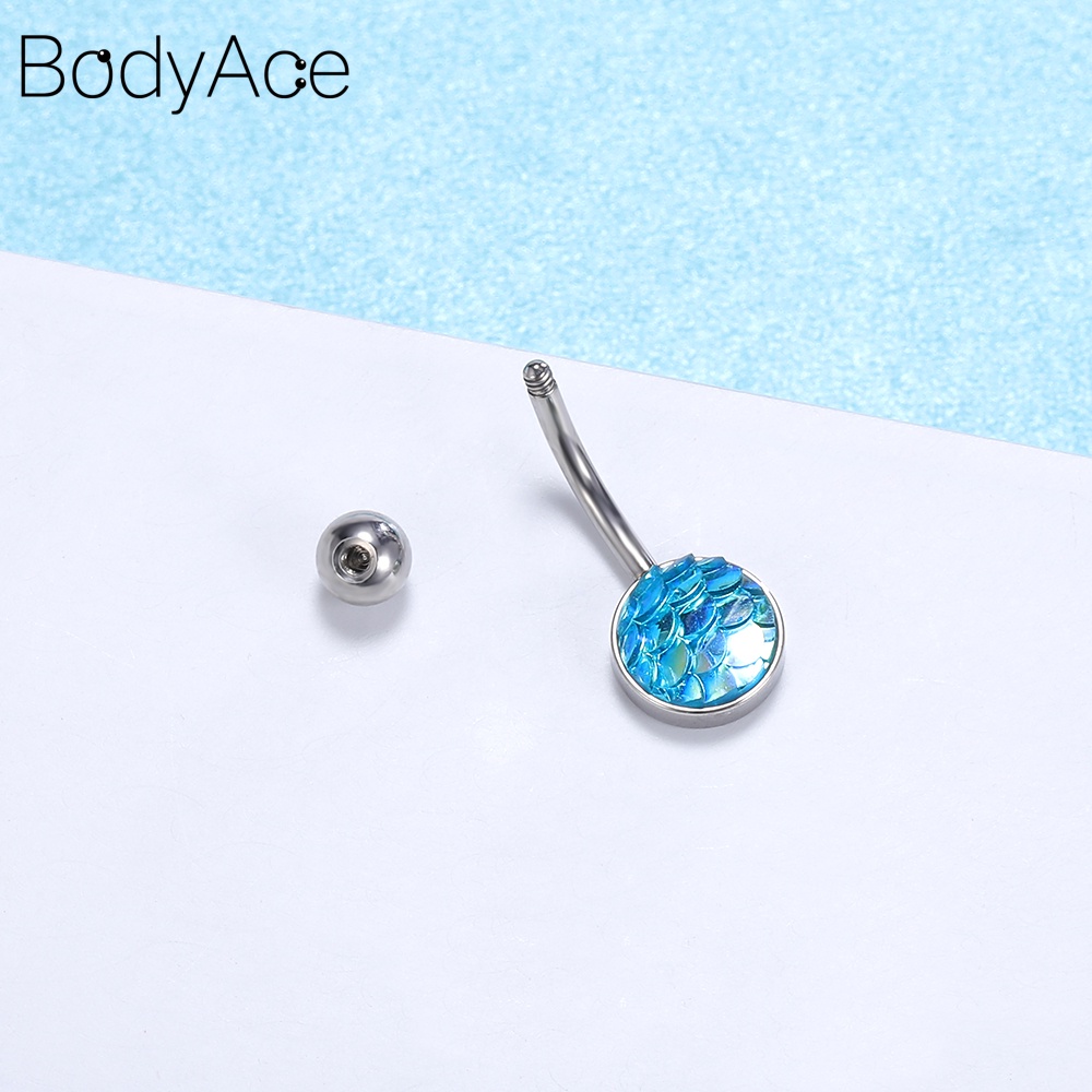 Bodyace จิวเจาะสะดือ หน้าท้อง รูปเกล็ดปลา ประดับคริสตัลคู่ เซ็กซี่ สีสันสดใส 1 ชิ้น - รูปที่ 2